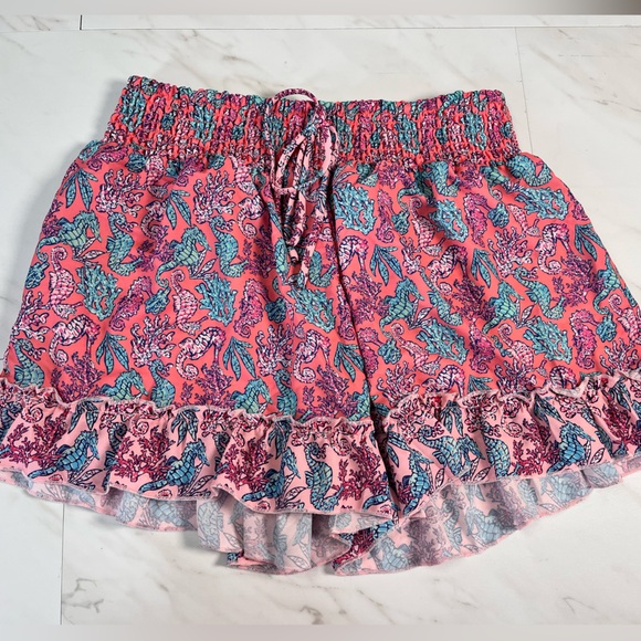 Simply Southern Pants - NWT Simply Southern Seahorse Pink Ruffle Short adjustable drawstring waist OS